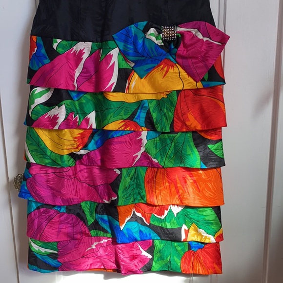 Vintage Strapless Floral Party Dress - Picture 5 of 10